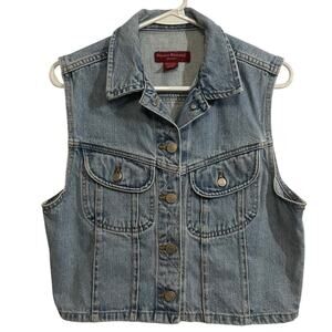 Vintage Banana Republic Denim Vest USA Made 100% Cotton Light Wash Medium 90s
